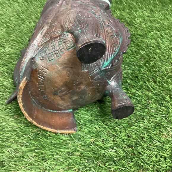 Vintage JAMES MONT Style Verdigris Mid-Century Asian Pitcher - Picture 10 of 14